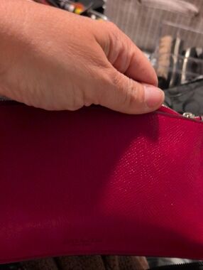 Coach Red  Leather Cosmetic  Bag